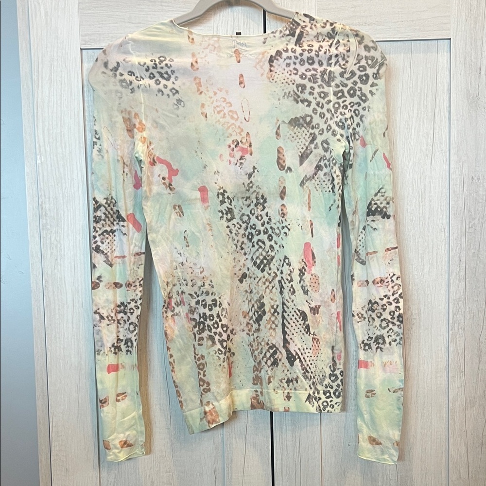 AMB Second Skin Raw Edge Animal Print Long Sleeve Top - Picture 6 of 9